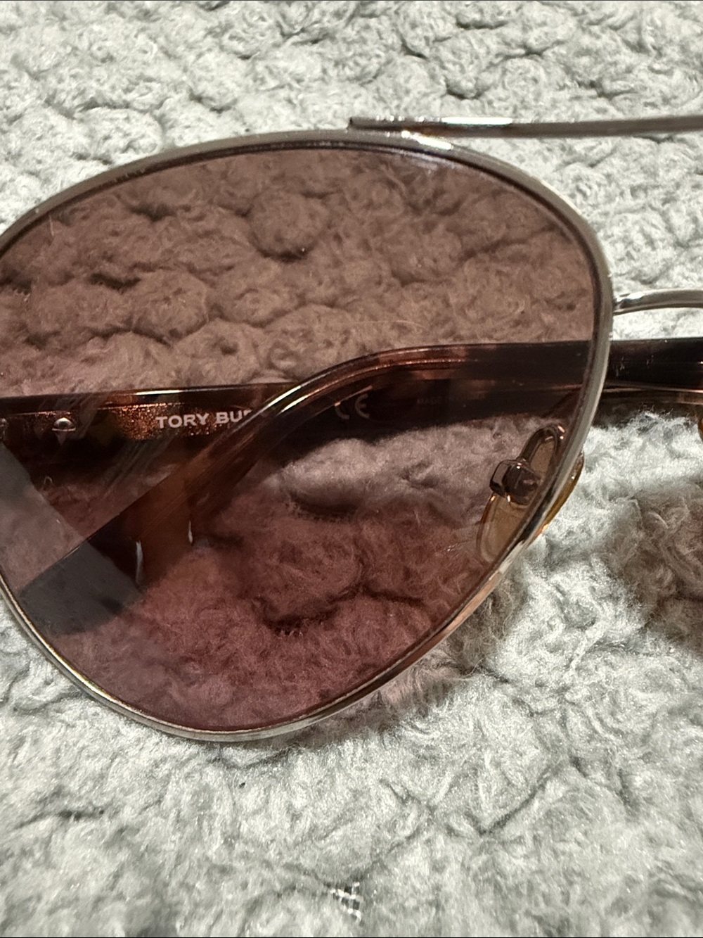 Tory Burch Gold-Tone Aviator Sunglasses with Orange Logo Case - Picture 5 of 8
